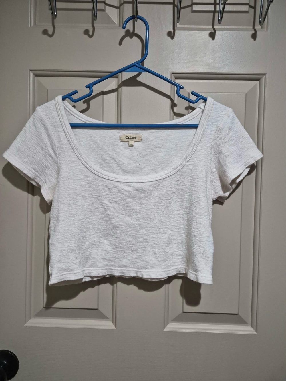 Madewell White Scoop Neck Cropped Top